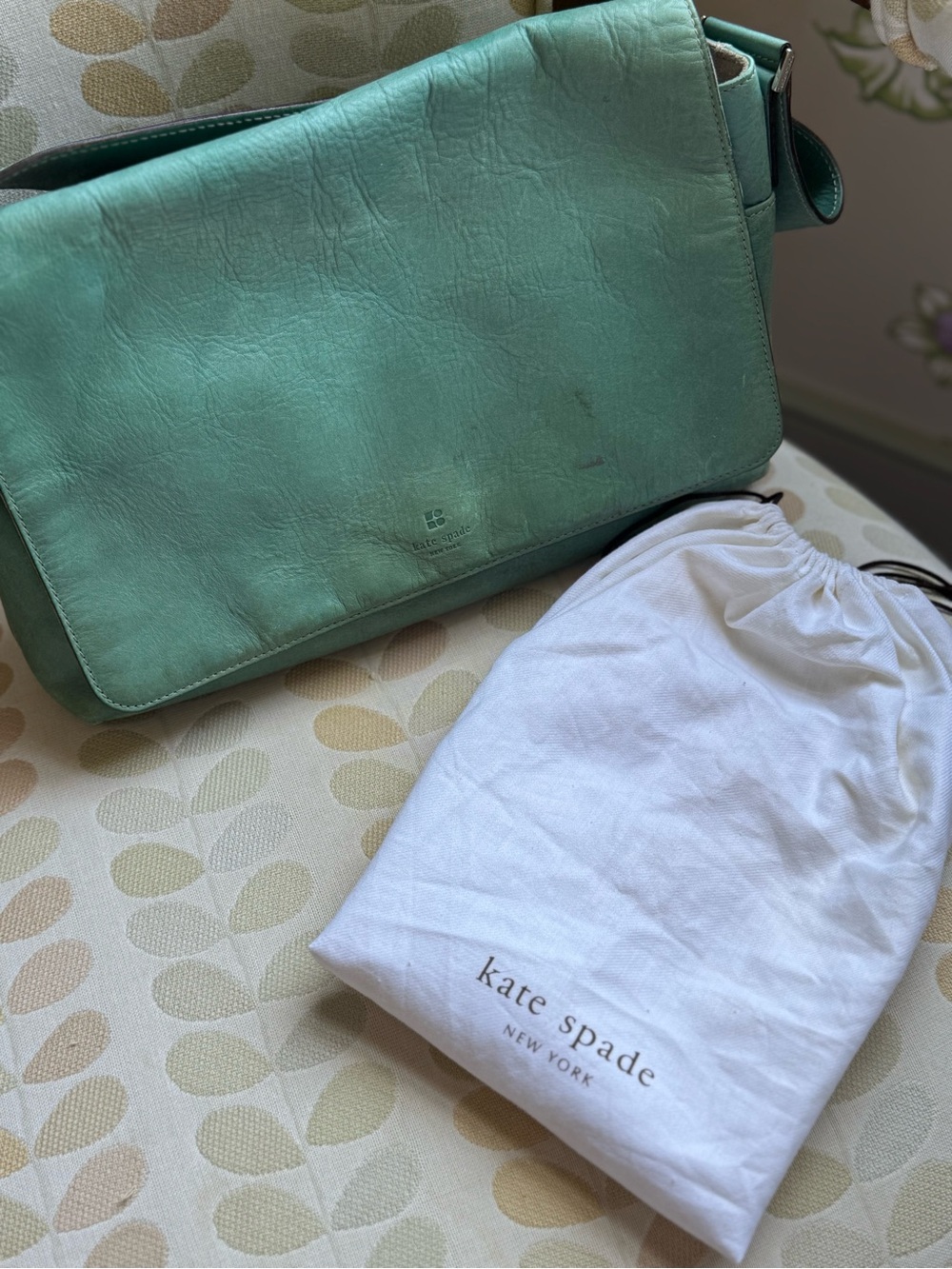Vintage Kate Spade Turquoise Leather Shoukder Bag Made in Italy Y2K